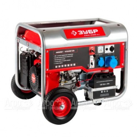Бензогенератор Зубр ЗЭСБ-4500-ЭНА 4.5 кВт с автозапуском и колесами в Саратове