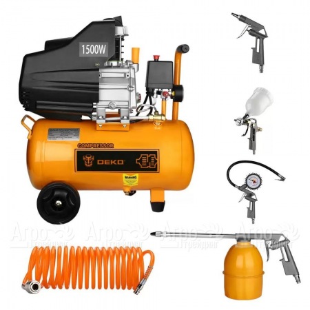 Компрессор воздушный DEKO DKAC24 + набор пневмоинструмента DKSG05 в Саратове