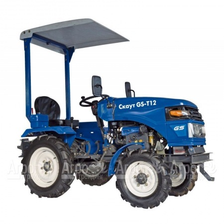 Многофункциональный минитрактор Garden Scout (Скаут) T-12DIF + фреза + двухкорпусный плуг + навес в Саратове