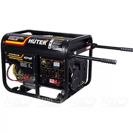Бензогенератор Huter DY6500LXW 5 кВт с функцией сварки и колесами в Саратове