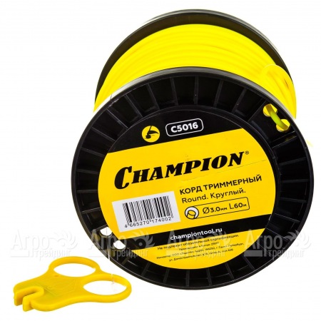 Корд триммерный Champion Round 3.0мм, 60м (круглый)+нож  в Саратове
