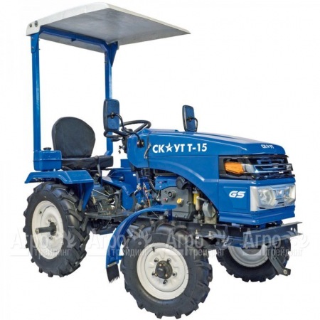 Многофункциональный минитрактор Garden Scout (Скаут) T-15DIF VT + почвофреза + двухкопрусный плуг + навес в Саратове
