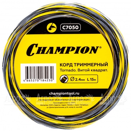 Корд триммерный Champion Tornado 2.4мм, 15м (витой квадрат)  в Саратове